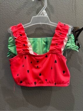 Pink Platinum Girls' Pink & Greenii Swim Top